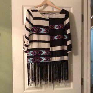 Anthropologie
Multi-colored Floreat Fringed Latitudes Embroidered Blouse, size M